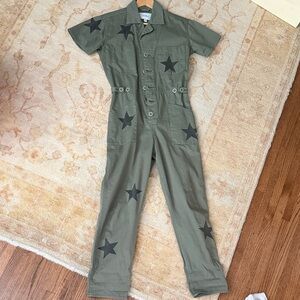 Pistola Olive Green Jumpsuit with Black Stars